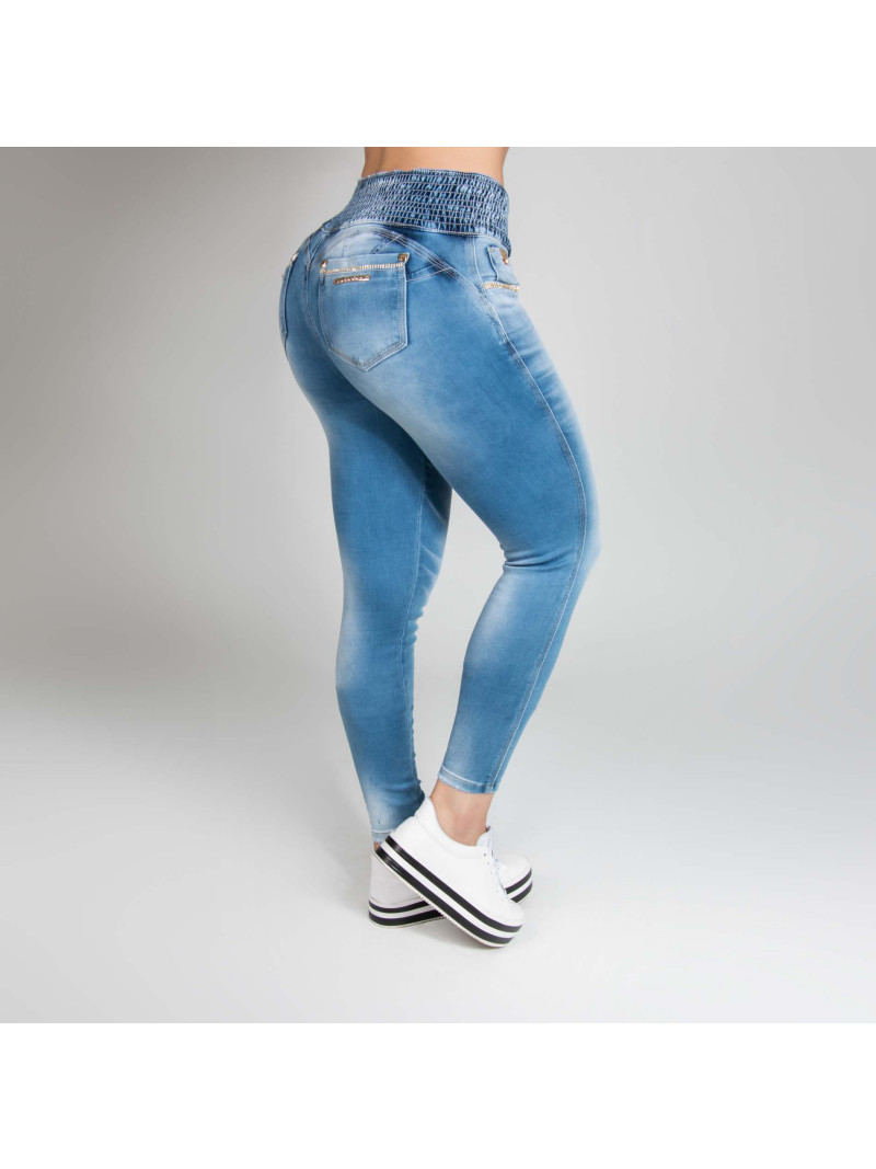 Calça Jeans Feminina Skinny Cós Alto Cintura Alta Hot Pants (38)