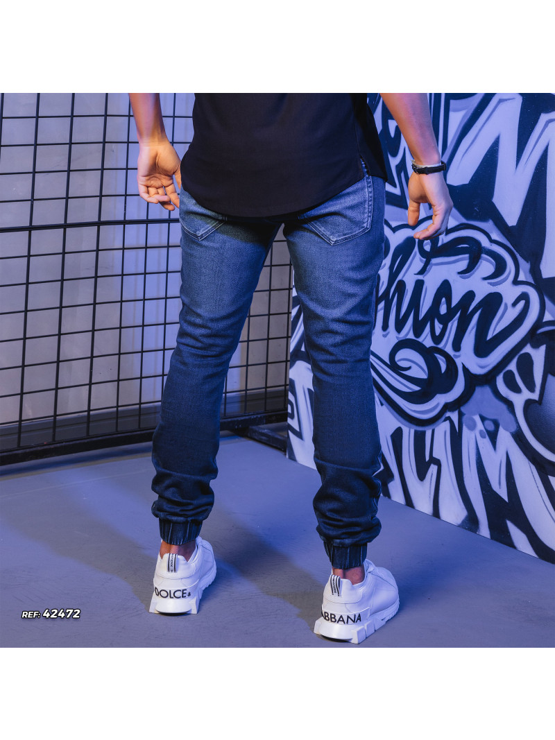 Calça Jogger Masculina Jeans Azul Escuro