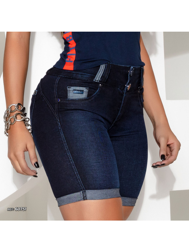 Comprar Bermuda Jeans Feminina Com Elastano Cintura Alta