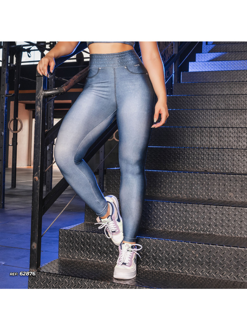 Legging fitness estampa jeans