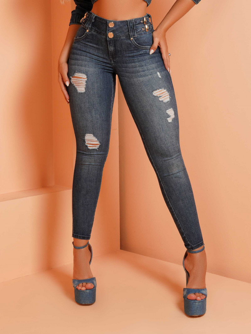 Calça Jeans Skinny com Cordão Plus Size - Geração Moderna