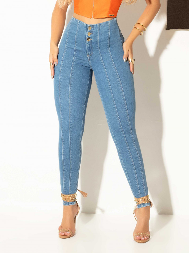 Cantura alta jeans jeans Mulheres brancas calças de jeans de roupas de rua  da moda calças folgadas (Color : Blue, Size : Small) : : Moda