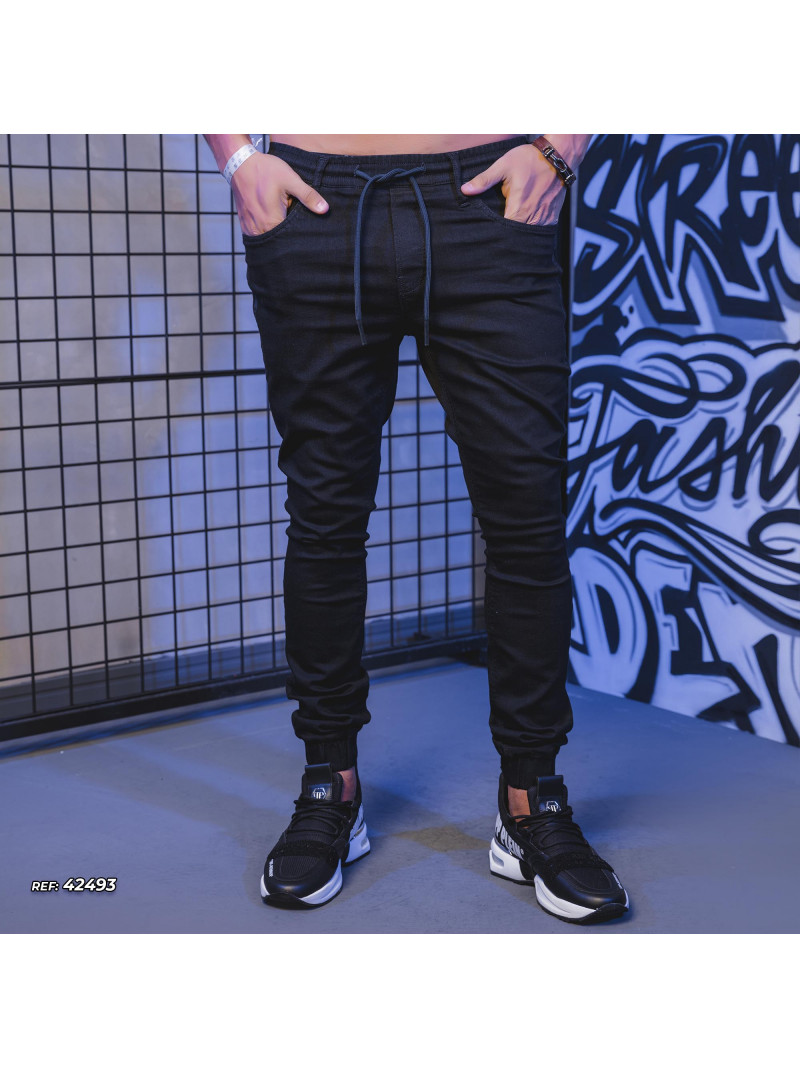 Calça jeans masculina jogger preta